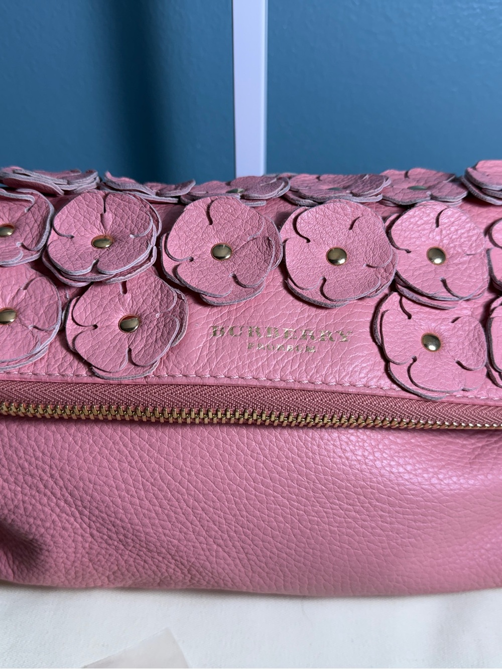 Burberry Prorsum Pink Leather Flower Petal Clutch Crossbody
